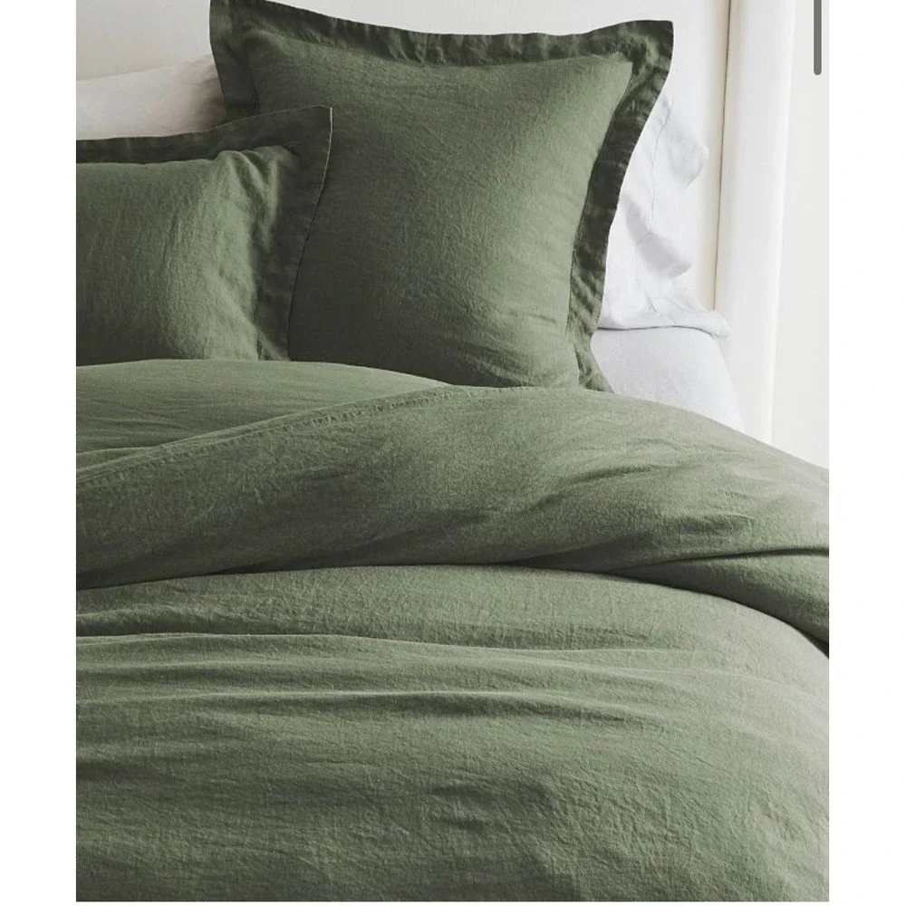 Pottery Barn Belgian Flax Linen Euro Sham Cypress Green 26x26 Libeco 4059227